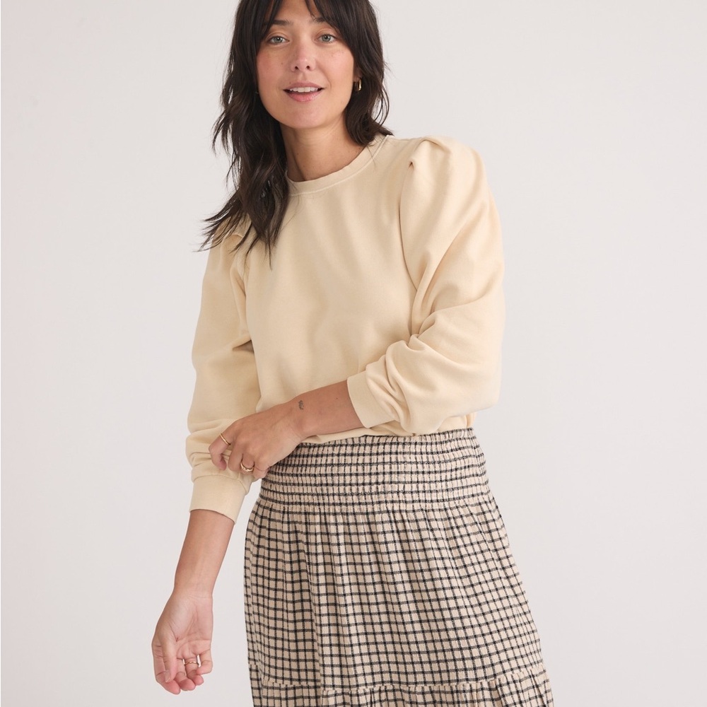 Marine Layer Enya Puff Sleeve Sweatshirt Antique White